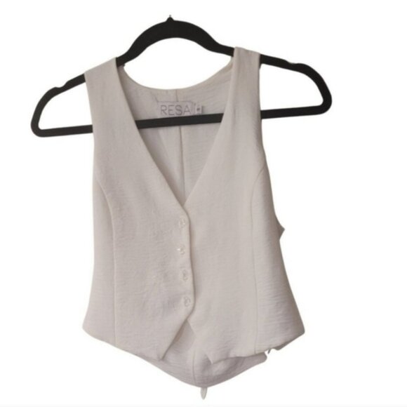 RESA‎ White Sleeveless Vest Top Textured Button Down. Size Small. - Picture 1 of 6